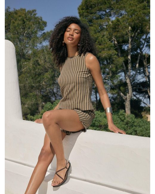 Threadbare Brown Stripe Shell Top