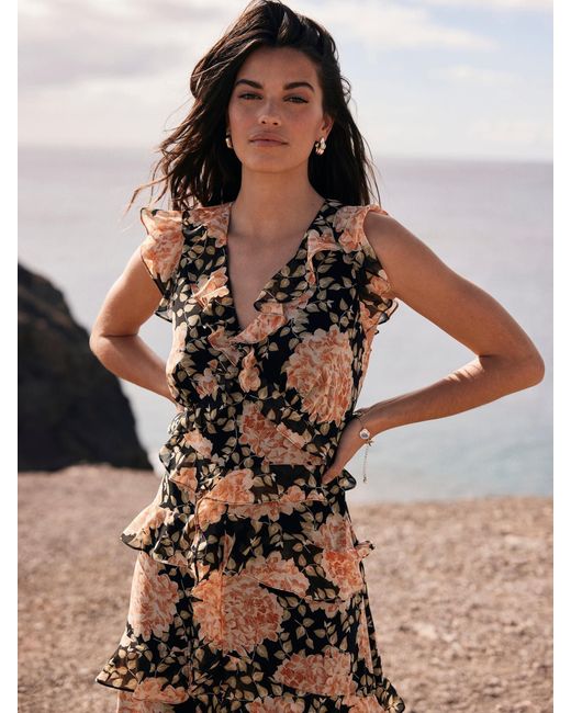 Mint Velvet Orange Floral Print Midi Dress