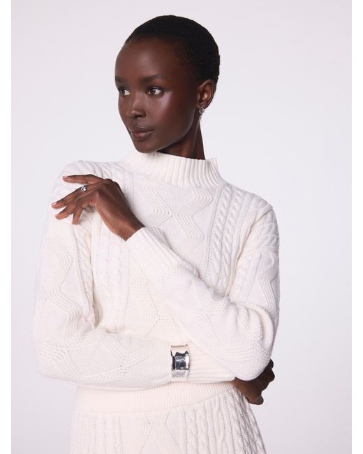 Mint Velvet Natural Cream Cable Knit Midi Dress