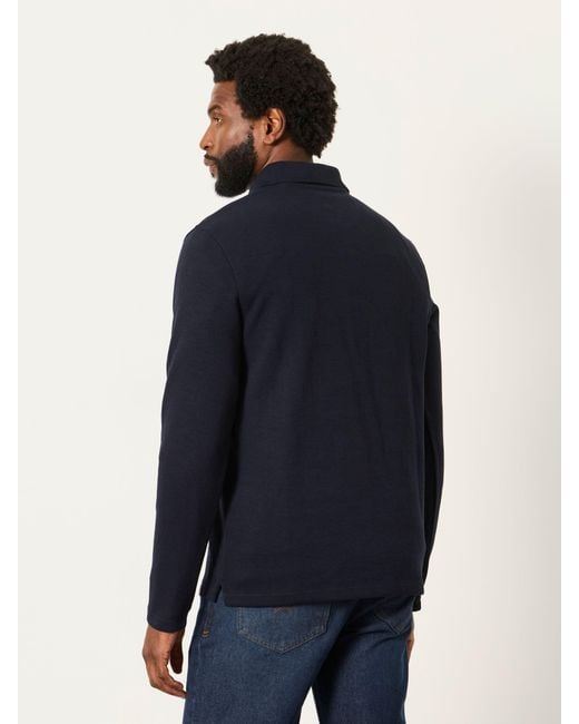 FatFace Blue Fatface Long Sleeve Ayr Ribbed Polo Shirt for men