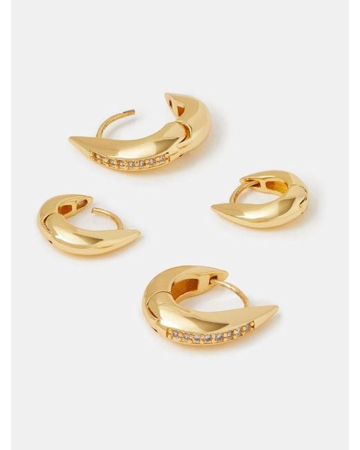 Accessorize Metallic 2 Pack 14Ct Plated Hook Hoop Earrings