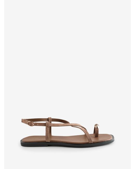 Threadbare White Cross Strap Toe Loop Sandals