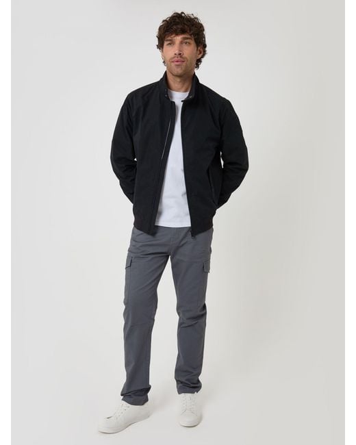 Threadbare Blue Showerproof Microfibre Harrington Jacket for men