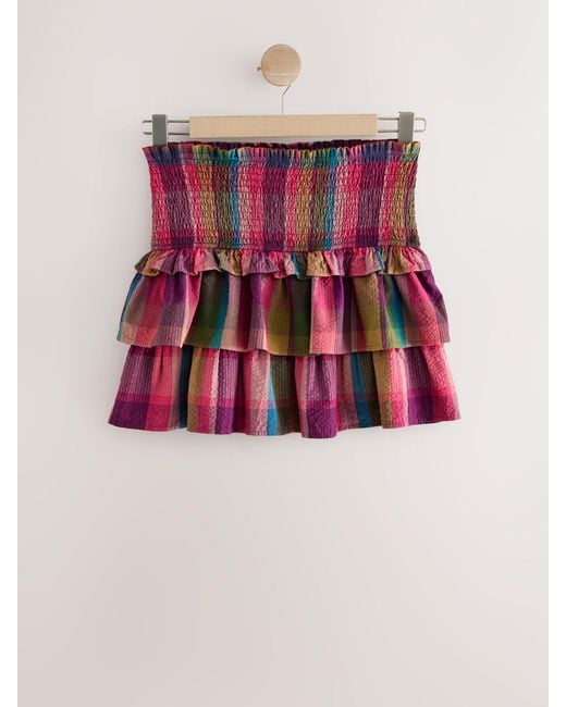 Next Pink Check Rara Mini Skirt