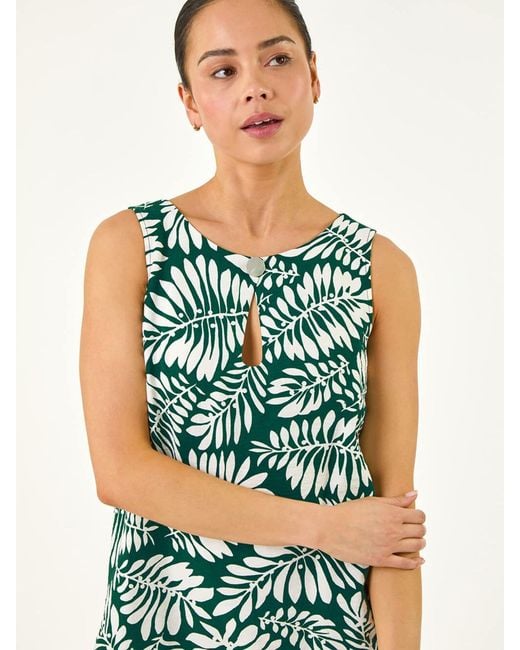 Roman Green Button Shift Dress