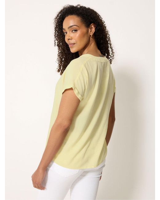 M Com Yellow Short Sleeve Button Through Blouse