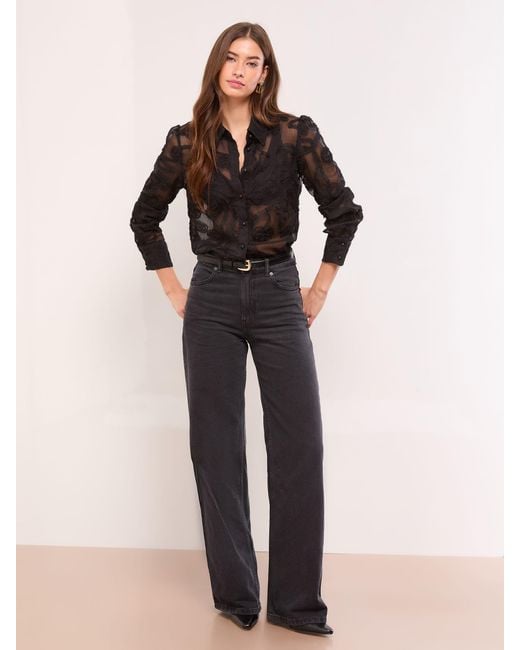 Lipsy Black Burnout Button Through Shirt