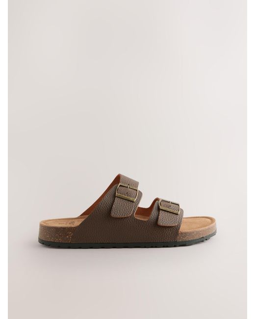 Next Brown Leather Two Buckle Sandals for men
