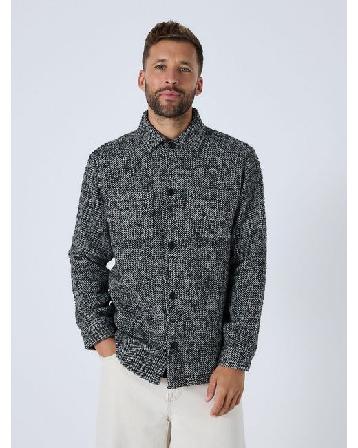 Next Gray Herringbone Check Shacket for men