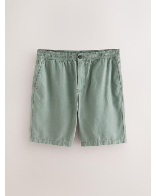 Next Green Premium Soft Touch Linen Blend Elasticated Waist Shorts for men