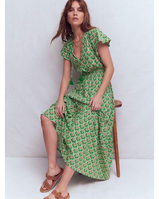 Boden Tala Tiered Jersey Maxi Dress in Green | Lyst