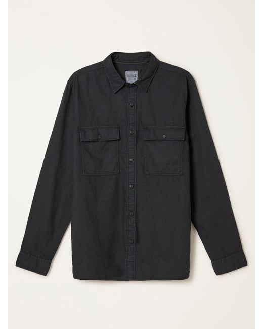 FatFace Blue Fatface Bugle Long Sleeve Garment Dye Utility Shirt for men