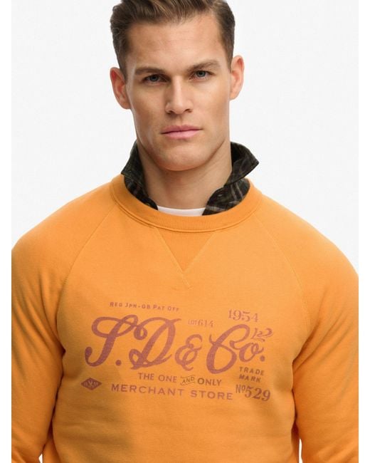 Superdry Orange Micro Logo Crew Jumper for men