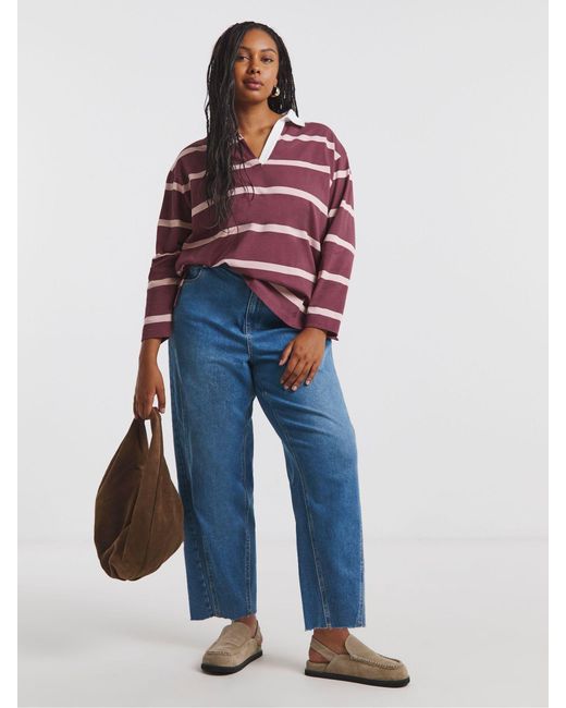 Simply Be Red Long Sleeve Rugby Shirt