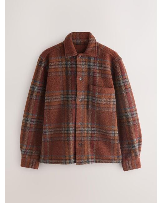 Next Brown Check Shacket for men