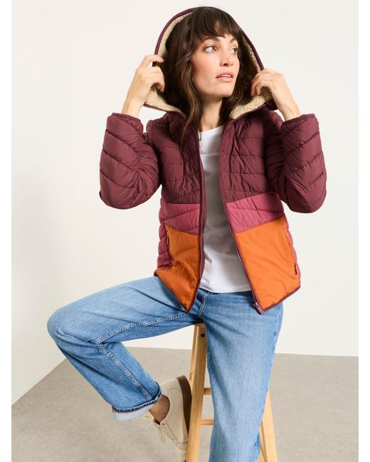 FatFace Red Erica Colourblock Puffer Jacket