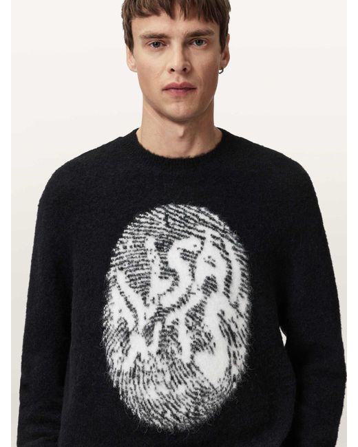 AllSaints Black Allsaints Ridges Crew Neck Jumper for men