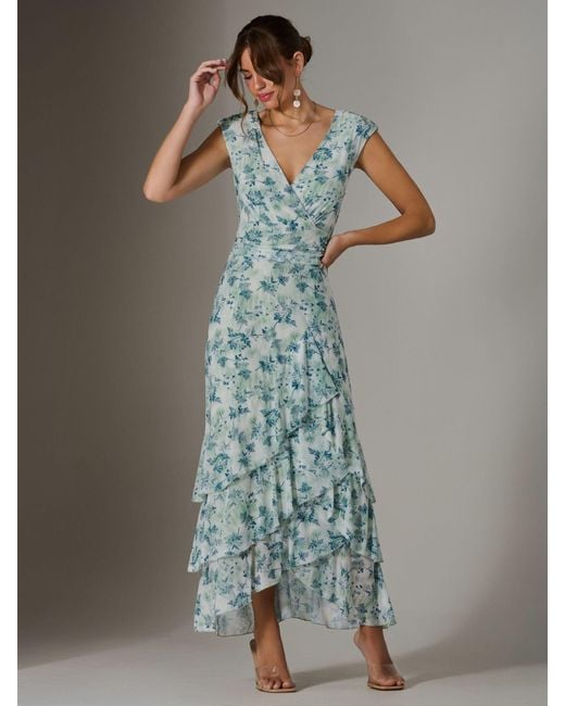 Jolie Moi Green Sleeveless Ruffle Midi Dress