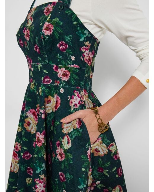 Joe Browns Green Floral Print Pinafore Dress