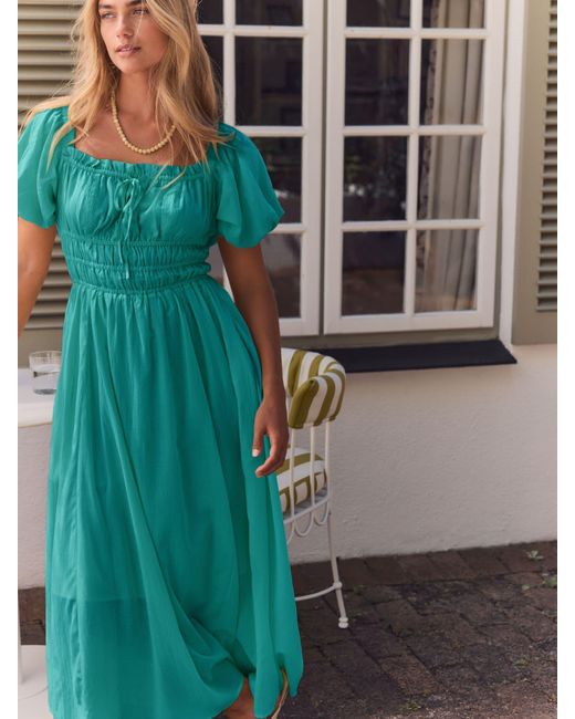 Next Green Midikleid Mit Puffärmeln42