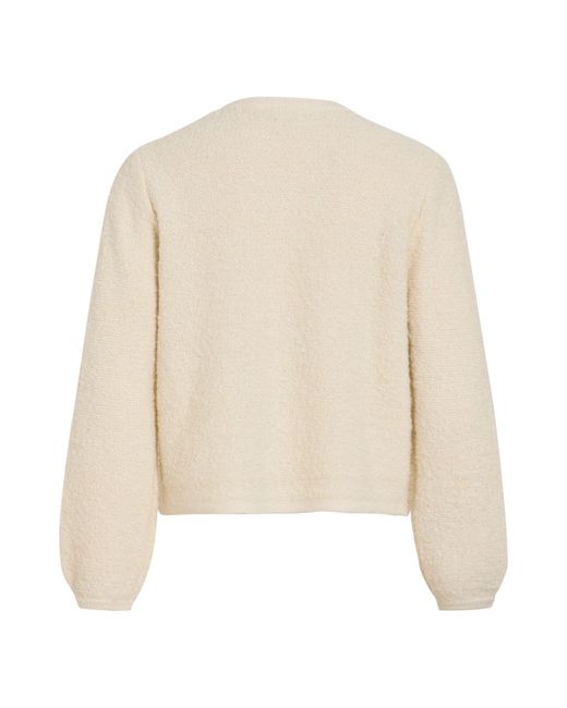 Vila Natural Textured Knitted Button Jacket