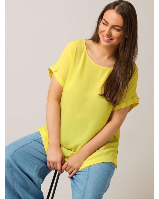 Yours Curve Blue Turn Back Button Detail Blouse46