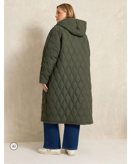 Evans Green Quilted Longline Coat