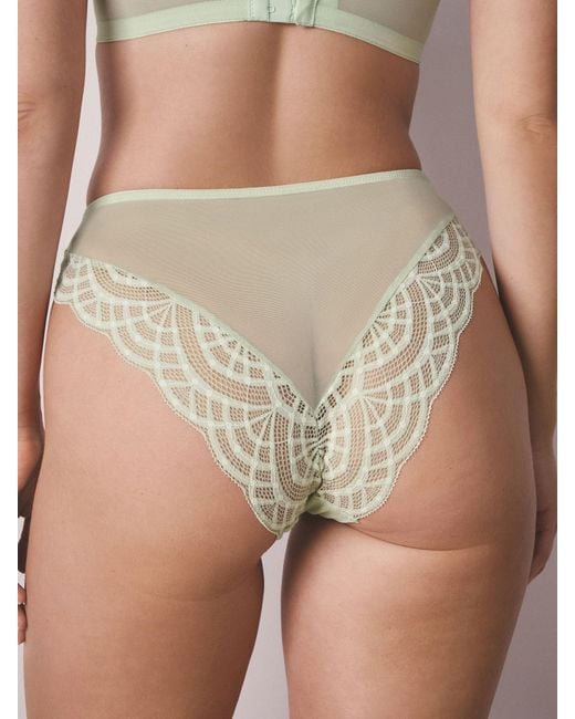 Next Green High Rise High Leg Lace Knickers 2 Pack