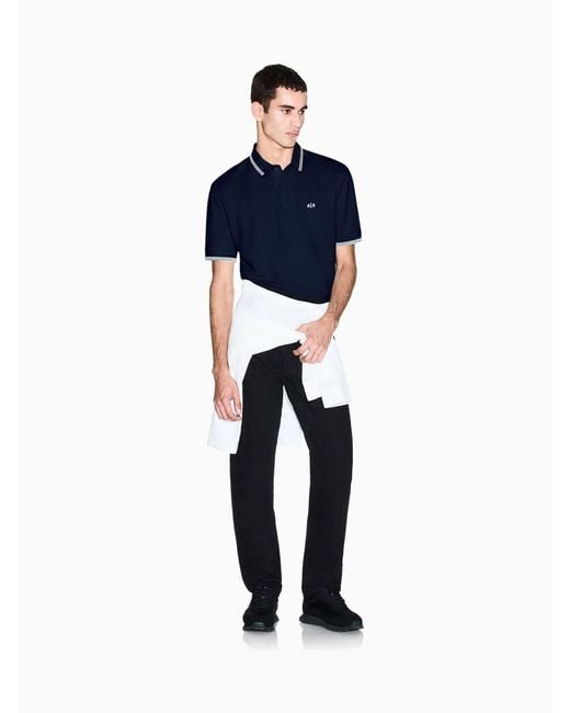 ARMANI EXCHANGE Blue Regular Fit Logo Polo Shirt for men