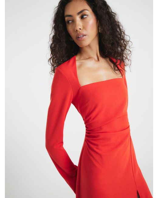 River Island Red Square Neck A-Line Mini Dress