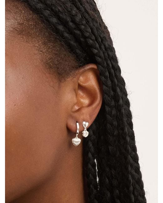 Simply Silver White Cubic Zirconia Heart Drop Earrings