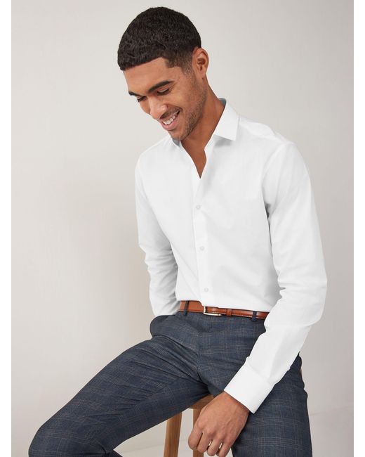 Next White Regular Fit Easy Care Single Cuff Smart Shirt for men