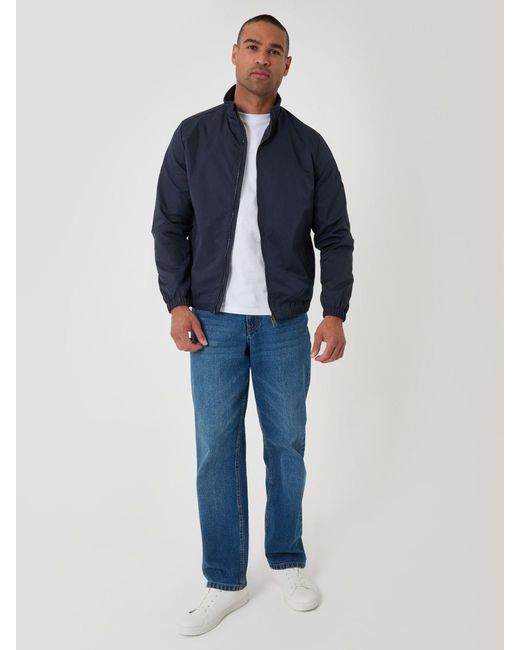 Threadbare Blue Showerproof Zip Up Harrington Jacket for men