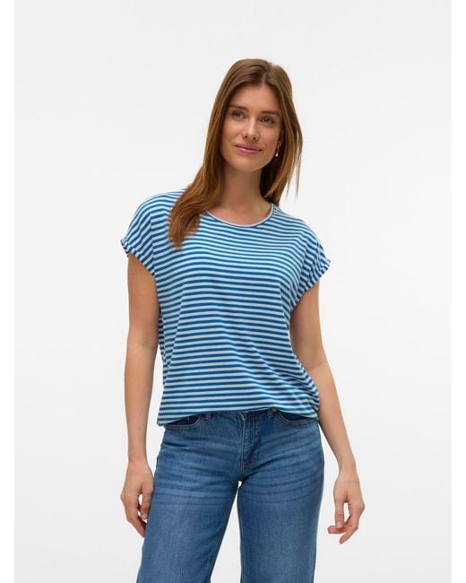 Vero Moda Blue Soft Touch Short Sleeve T-Shirt