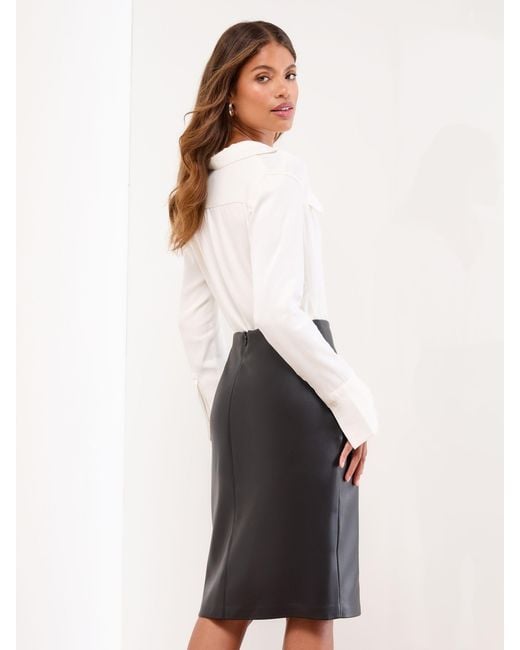 Lipsy White Side Split Midi Skirt