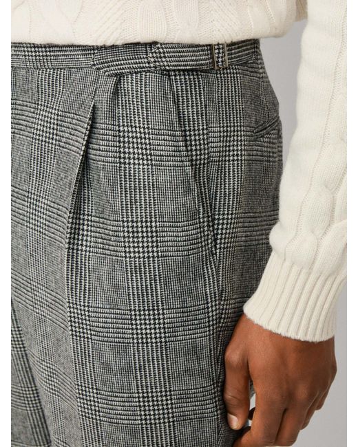 Hackett Gray Hack Glen Check Peak Lapel Trouser for men