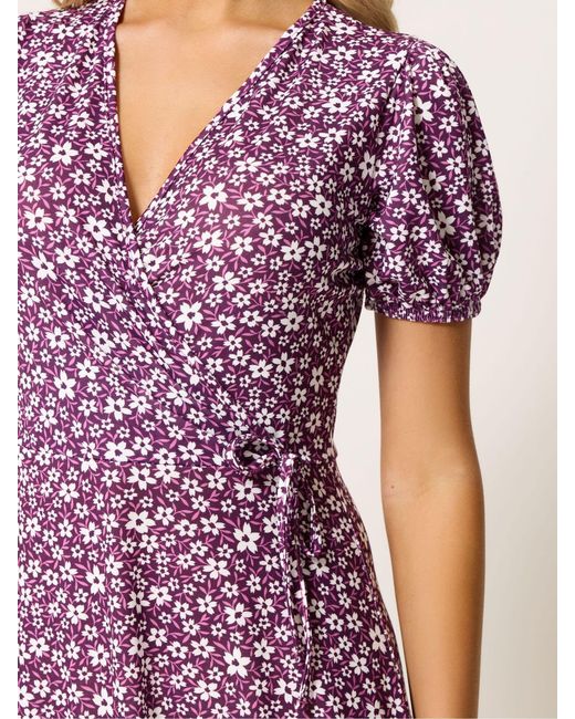 M Com Purple Midi Wrap Dress