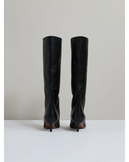 Reiss Gray Leather Kitten Heel Boots