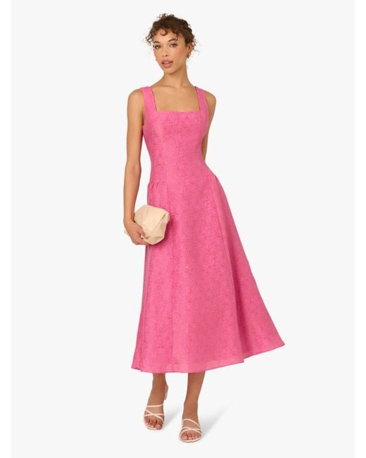 Adrianna Papell Pink Textured Jacquard Dress