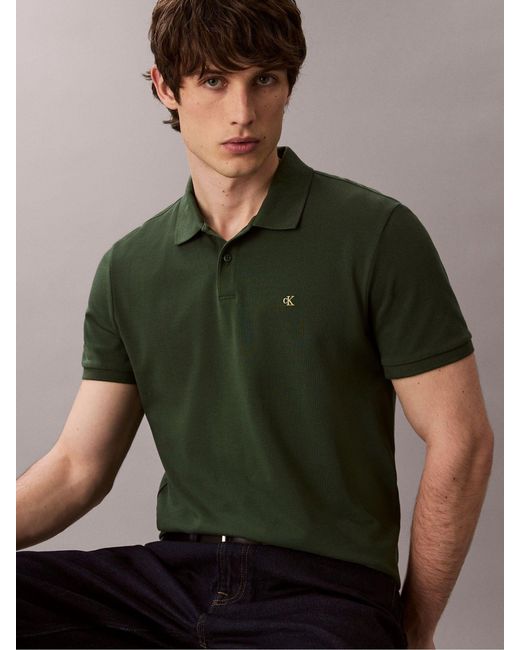 Calvin Klein Green Cotton Pique Classic Polo Shirt for men