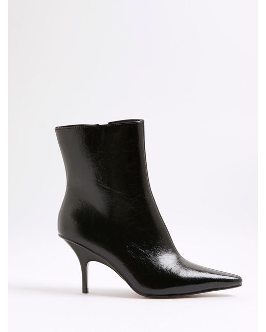 River Island Black Point Toe Heeled Ankle Boots