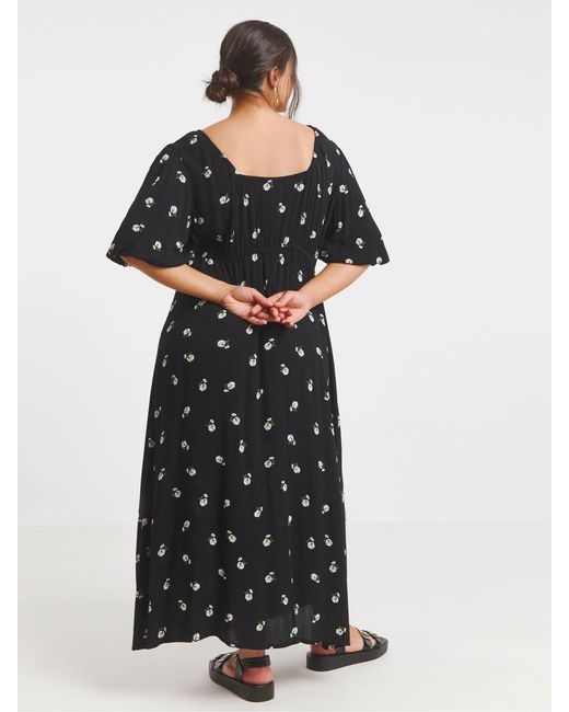 Simply Be Black Crinkle Goddess Midi Dress