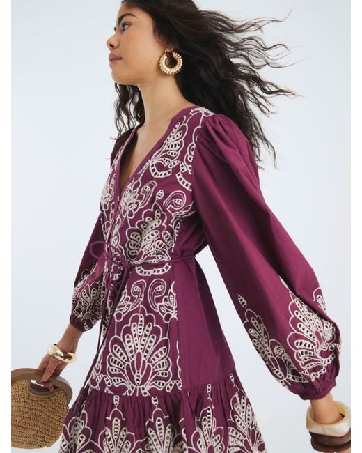 River Island Purple Broiderie Shirt Dress