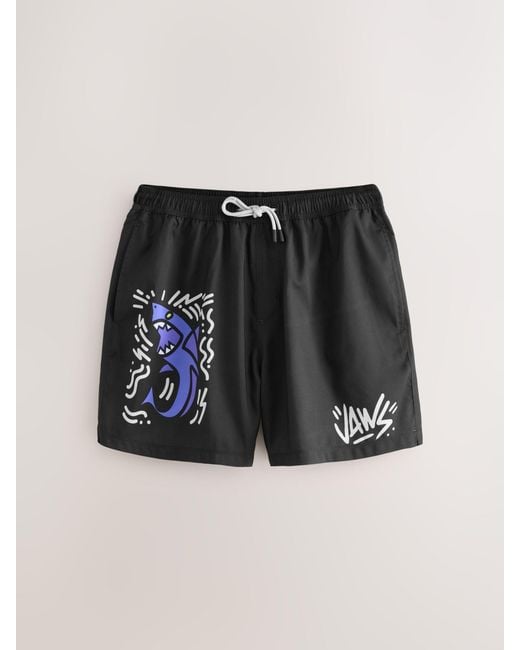 Next Black License Printed Swim Shorts for men