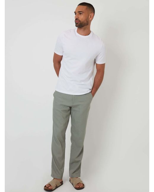 Threadbare Gray Linen Blend Trousers for men