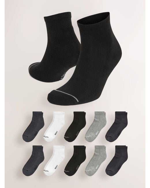 Next Black Cushioned Mid Trainer Socks for men