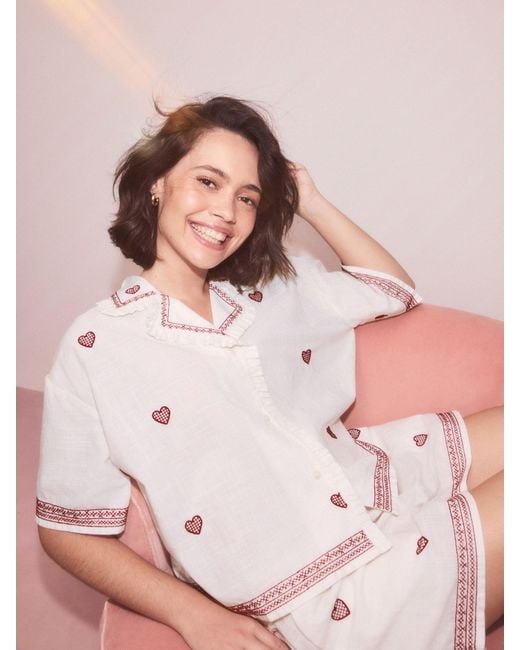 Next Natural Button Through Short Pyjamas Set