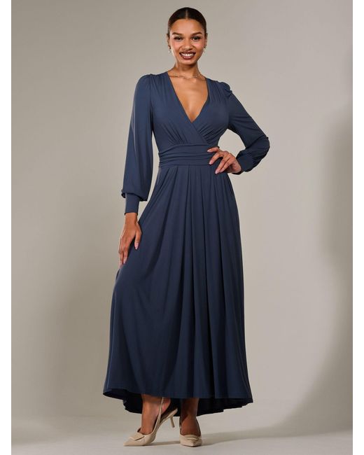 chinese dress ladies Jolie Moi Long Sleeve Soft Silky Jersey Maxi Dress-Burgundy  Boutique  Katie Fitz