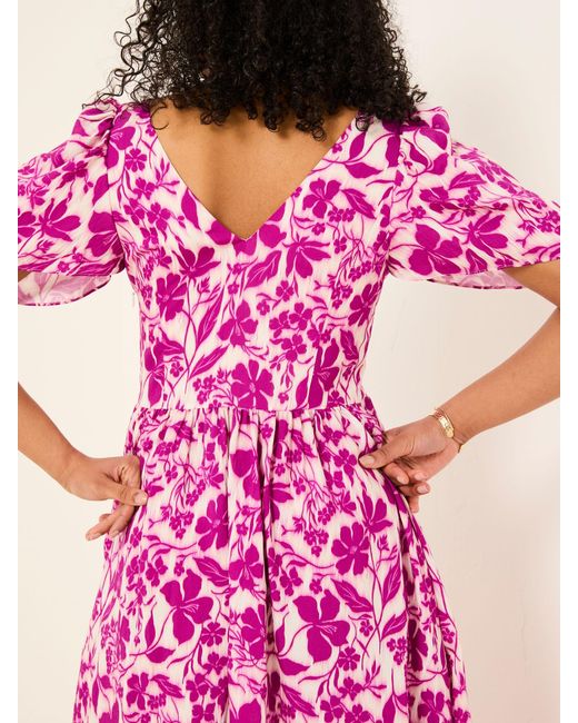 FatFace Pink Fatface Marlowe Gathered Sleeve Printed Maxi Dress