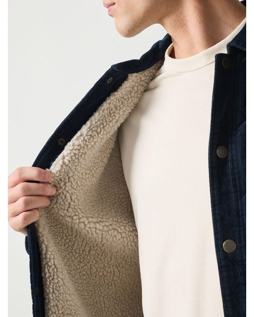 Next Blue Quilted Cord Borg Lined Shacket for men